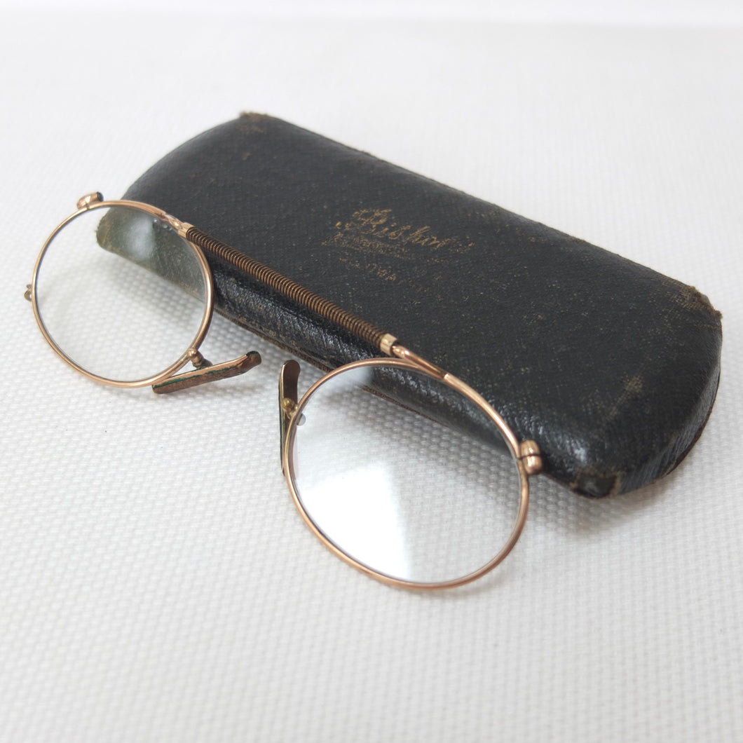 Victorian Gold-Filled Pince Nez Eyeglasses Specs in Case